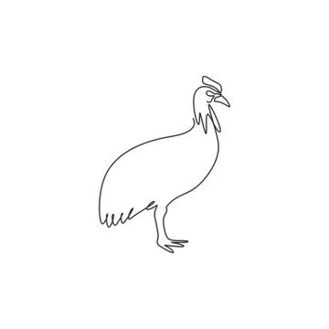 Single continuous line drawing of exotic cassowary for company logo identity イラスト素材
