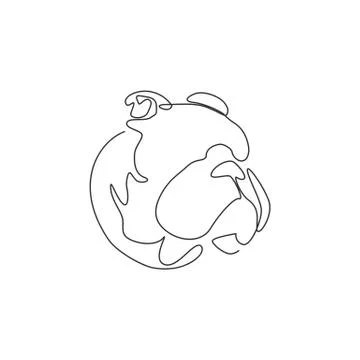 Single continuous line drawing of fierce bulldog head for security company Illustrazione stock