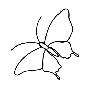 Single continuous line drawing of flying butterfly Stock Illustration