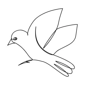 Single continuous line drawing of flying bird. Stock Illustration