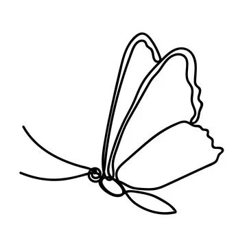 Single continuous line drawing of flying butterfly Stock Illustration