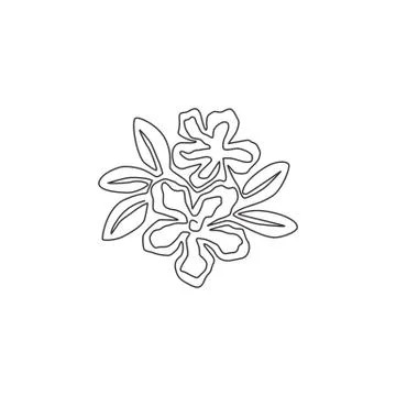Single continuous line drawing of fresh beauty adenium for garden logo Stock-Illustration