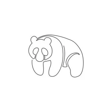 Single continuous line drawing of funny panda for corporation logo identity Illustrazione stock