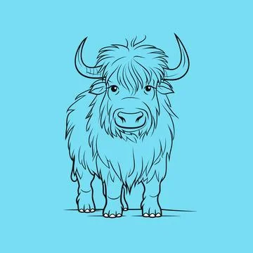 Single continuous line drawing of gallant yak for logo identity Stock Illustration
