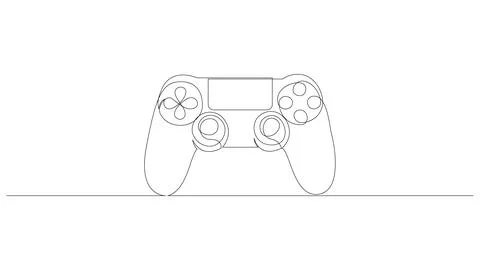 Single continuous line drawing of game controller. Gamepad one line art vector イラスト素材