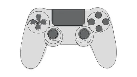Single continuous line drawing of game controller. Gamepad one line art vector イラスト素材