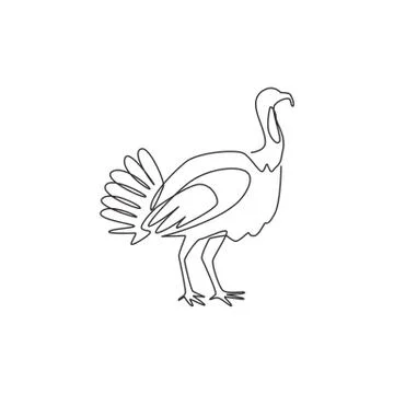 Single continuous line drawing of giant turkey for farming logo identity Stock-Illustration