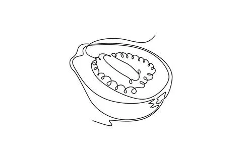 Single continuous line drawing half sliced healthy organic java guava for o.. Stockillustratie