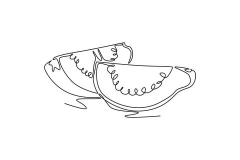 Single continuous line drawing half sliced healthy organic java guava for o.. Stock-Illustration