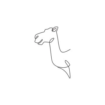 Single continuous line drawing of head desert Arabic camel for logo identity Stock-Illustration