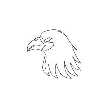 Single continuous line drawing of heroic eagle head for e-sport team logo Illustrazione stock