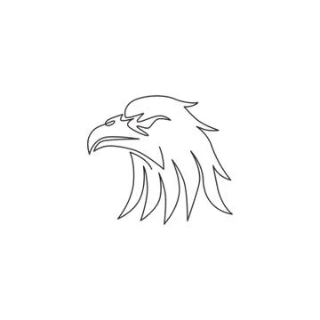 Single continuous line drawing of heroic eagle head for e-sport team logo Stock Illustration