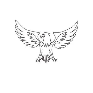 Single continuous line drawing of heroic eagle for e-sport team logo identity Stock Illustration