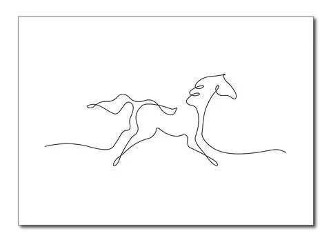 Single continuous line drawing of a horse, emphasizing minimalism and fluidity. Stock Illustration