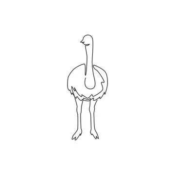 Single continuous line drawing of large ostrich for logo identity Illustrazione stock