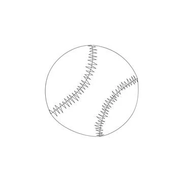 Single continuous line drawing leather baseball ball symbol logo. Decoration  Stock Illustration