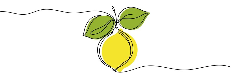 Single continuous line drawing of lemon Stock Illustration