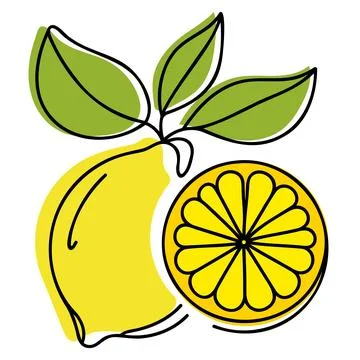 Single continuous line drawing of lemon Stock Illustration