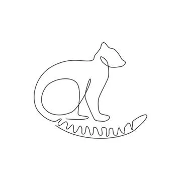 Single continuous line drawing of lovely adorable lemur for logo identity Stock Illustration