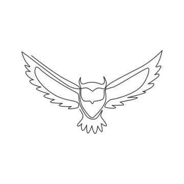 Single continuous line drawing of luxury owl bird for corporate logo identity イラスト素材