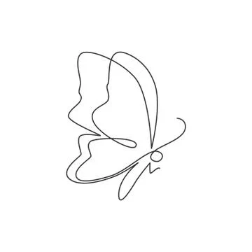 Single continuous line drawing of luxury butterfly for corporation logo Stock Illustration