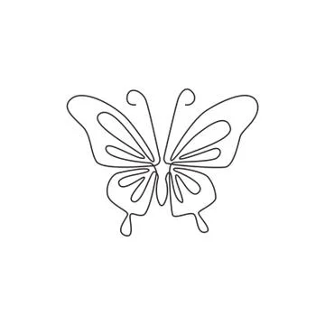 Single continuous line drawing of luxury butterfly for corporation logo Illustrazione stock