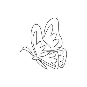 Single continuous line drawing of luxury butterfly for corporation logo 스톡 일러스트