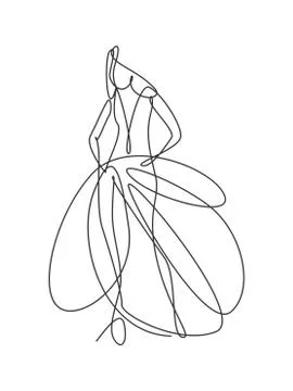 Single continuous line drawing of minimalistic pretty abstract body woman Stock Illustration