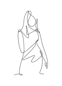 Single continuous line drawing of minimalistic pretty abstract body woman Illustrazione stock