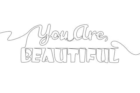 Single continuous line drawing of motivational and inspirational lettering Illustrazione stock
