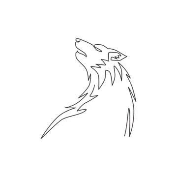 Single continuous line drawing of mysterious wolf head for e-sport team logo Stock Illustration