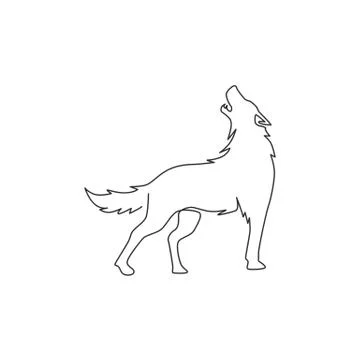 Single continuous line drawing of mysterious wolf for e-sport team logo Illustrazione stock