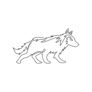 Single continuous line drawing of mysterious wolf for e-sport team logo Stock Illustration