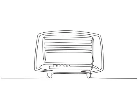 Single continuous line drawing of retro old fashioned analog radio Stock-Illustration
