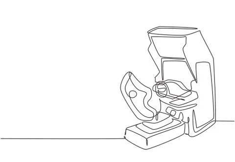 Single continuous line drawing retro old classic wheel car racing video game イラスト素材