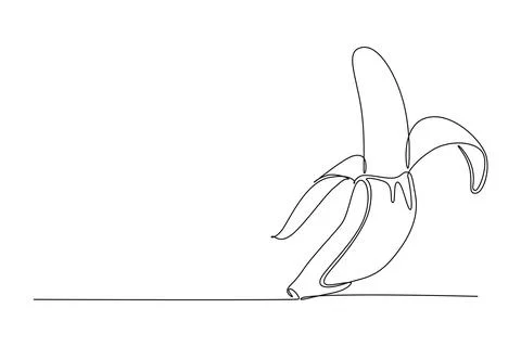 Single continuous line drawing slice ripe healthy organic banana for orchar.. Stock Illustration