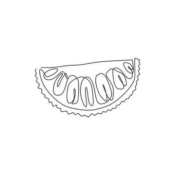 Single continuous line drawing sliced healthy organic jackfruit for logo イラスト素材