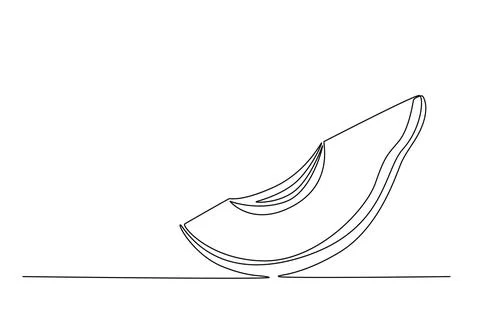 Single continuous line drawing sliced healthy organic avocado for orchard l.. Ilustración de archivo