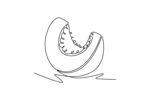 Single continuous line drawing of sliced healthy organic pumpkin for orchar.. イラスト素材
