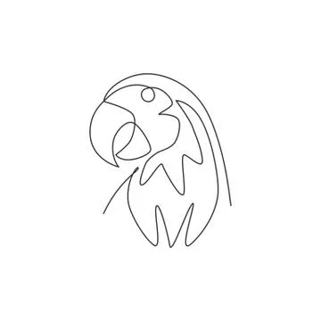 Single continuous line drawing smart funny parrot bird head for company logo 스톡 일러스트