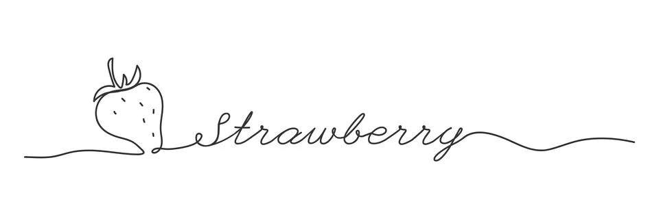 Single continuous line drawing of strawberries for orchard. Fresh berries Stock Illustration