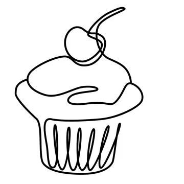 Single continuous line drawing of stylized sweet fresh bake bakery pastry Stock Illustration