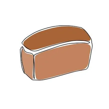 Single continuous line drawing of stylized online bread shop logo label. Em.. Stock Illustration