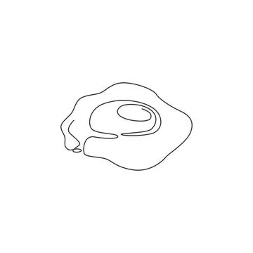 Single continuous line drawing of stylized healthy sunny side up egg logo 스톡 일러스트