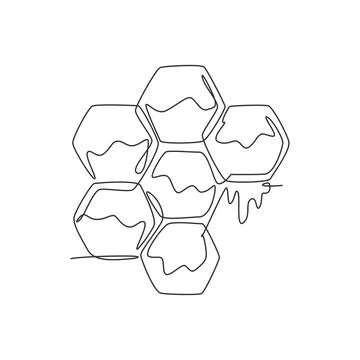 Single continuous line drawing of stylized bee hive with sweet honey drip Stock Illustration