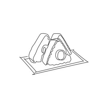 Single continuous line drawing of stylized Japanese onigiri logo label Stock-Illustration