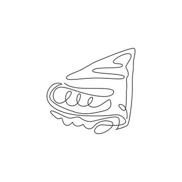 Single continuous line drawing of stylized crispy crepes with syrup, sauce Illustrazione stock