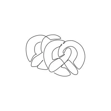 Single continuous line drawing of stylized Germany pretzel logo label Stock Illustration