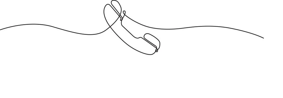 Single continuous line drawing of a telephone handset Illustrazione stock