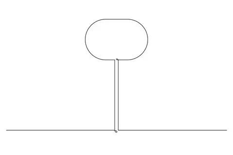 Single continuous line drawing template of round road sign. One line draw v.. Stock Illustration